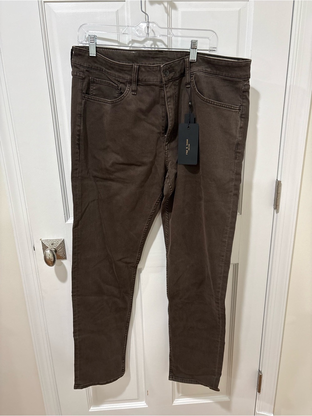 rag & bone Slim Straight Jeans in Dark Brown